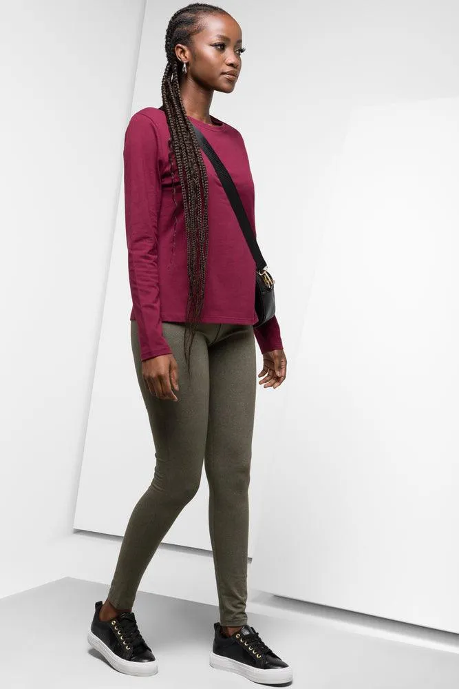 Long Sleeve Crew Neck T-Shirt Burgundy sold by Ackermas product image thumbnail 2