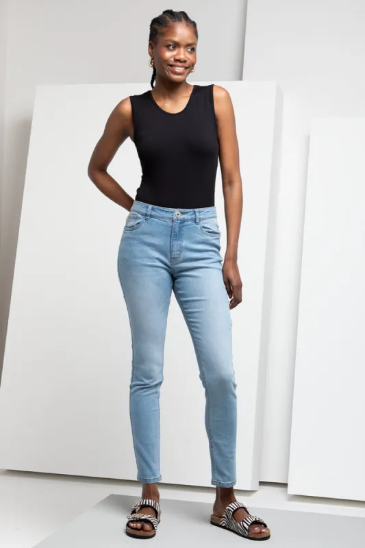 High Rise Skinny Denim Jeans Light Blue sold by Ackermas