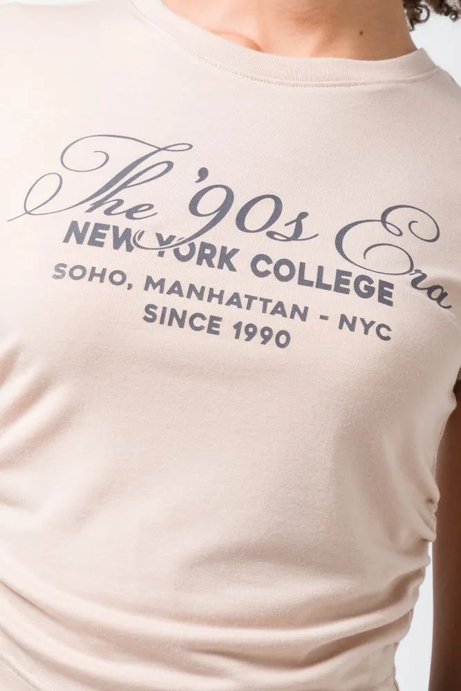 T-shirt with Suede Rouching Beige sold by Ackermas product image thumbnail 4