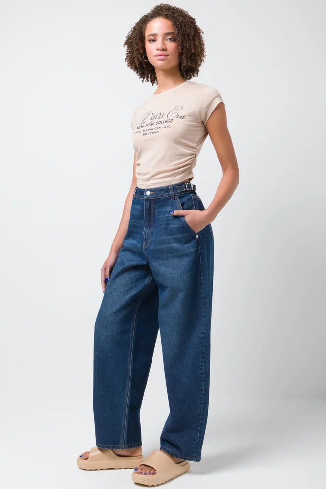 T-shirt with Suede Rouching Beige sold by Ackermas product image thumbnail 2