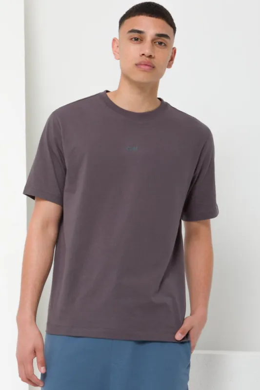 Flocked Slogan T-Shirt Charcoal sold by Ackermas