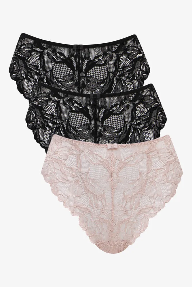 3 Pack Lace Thongs Black And Pink sold by Ackermas