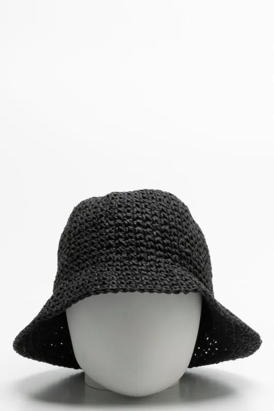 Crochet Bucket Hat Black sold by Ackermas