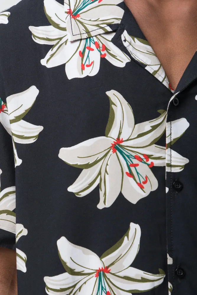 Flower Short Sleeve Shirt Black sold by Ackermas product image thumbnail 4