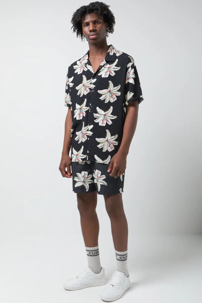 Flower Short Sleeve Shirt Black sold by Ackermas product image thumbnail 2