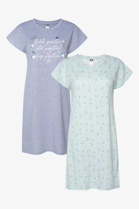 2 Pack Floral Sleepshirts Green And Grey sold by Ackermas