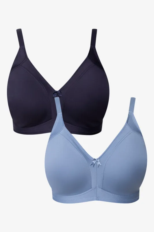 Plus Size 2 Pack Smooth Non Padded Wire Free Bras Blue sold by Ackermas