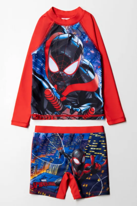 Spider-Man Long Sleeve Swimsuit Set Red sold by Ackermas