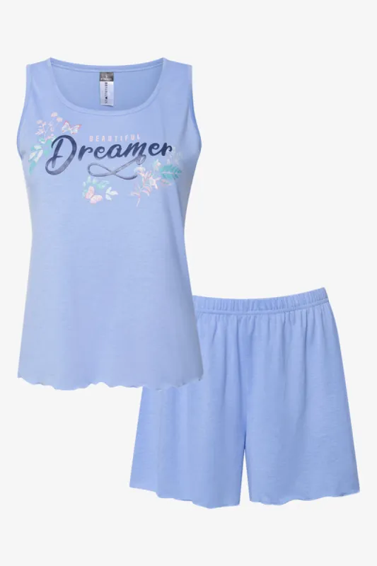 Rib Sleeveless Short Set Blue sold by Ackermas