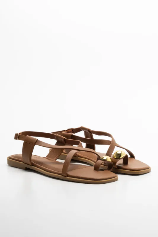 Toe Post Strappy Sandal Brown sold by Ackermas