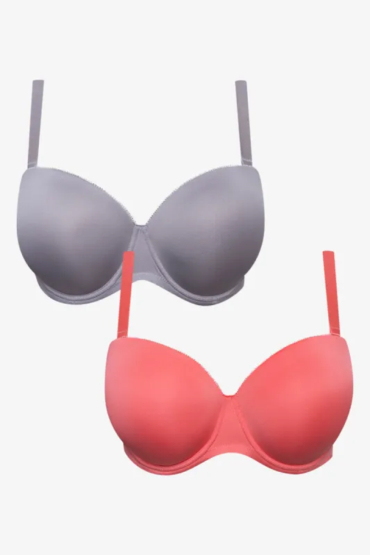 Plus size 2 Pack Multiway Bras Grey And Coral sold by Ackermas