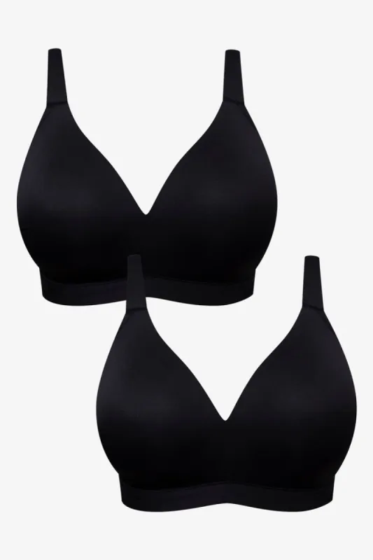 Plus Size 2 Pack Padded Wire Free Bras Black sold by Ackermas