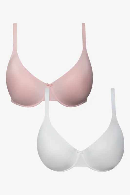 2 Pack Smooth T-Shirt Bras Pink & White sold by Ackermas