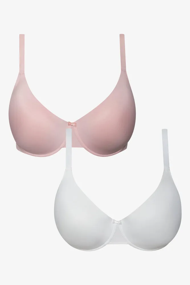 2 Pack Smooth T-Shirt Bras Pink & White sold by Ackermas