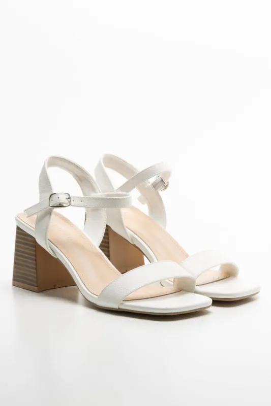 Block Heel Square Toe White sold by Ackermas