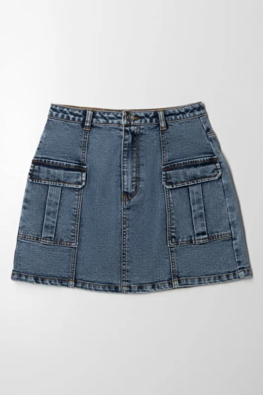 Denim Skirt Blue sold by Ackermas