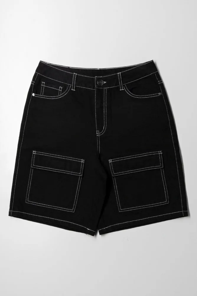 Bermuda Cargo Denim Short Black sold by Ackermas