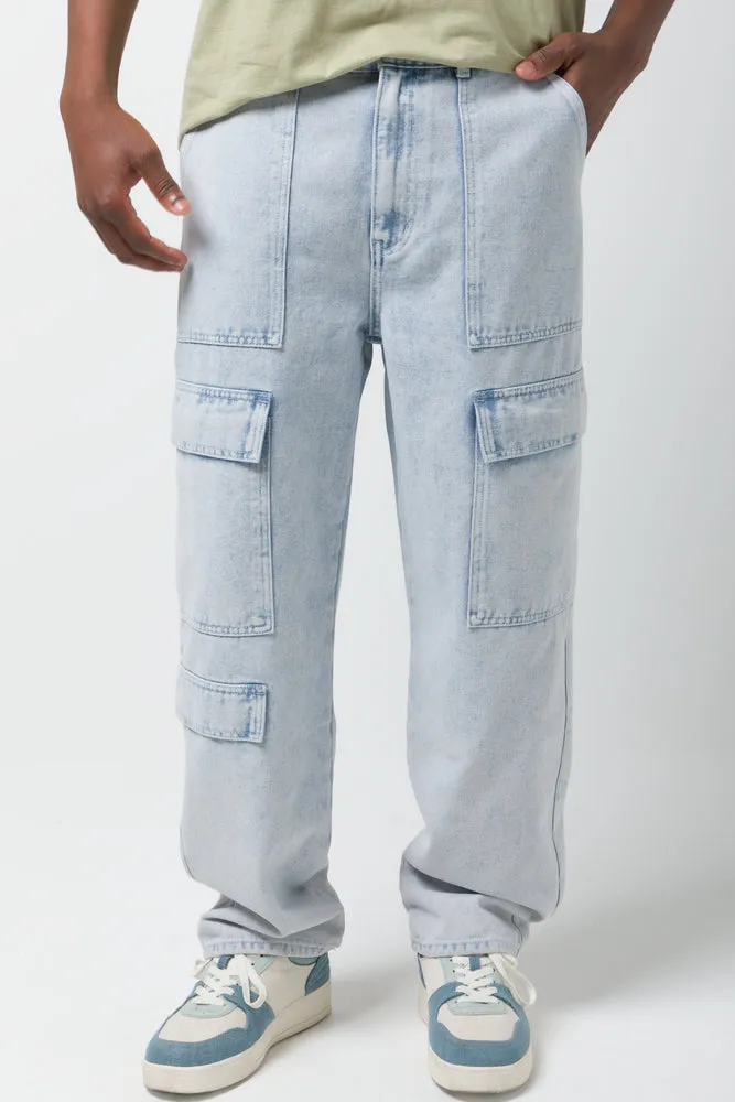 Cargo Loose Fit Denim Jeans Light Blue sold by Ackermas product image thumbnail 2