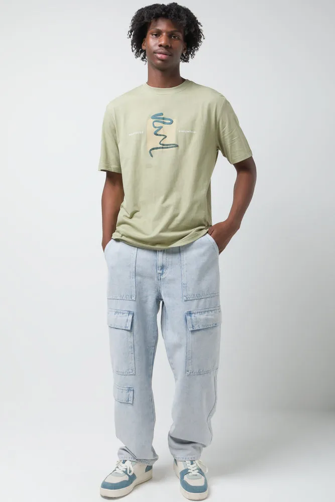 Cargo Loose Fit Denim Jeans Light Blue sold by Ackermas