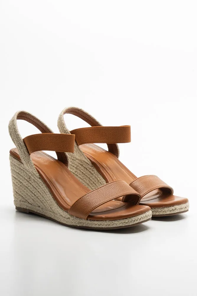Elastic Espadrille Wedge Brown sold by Ackermas