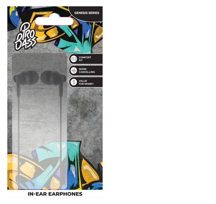 Pro Bass Genesis Aux No Mic Earphones Assorted sold by Ackermas