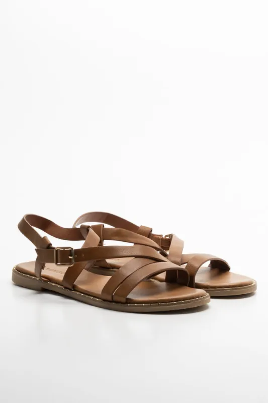 Cross Over Strappy Sandal Brown sold by Ackermas