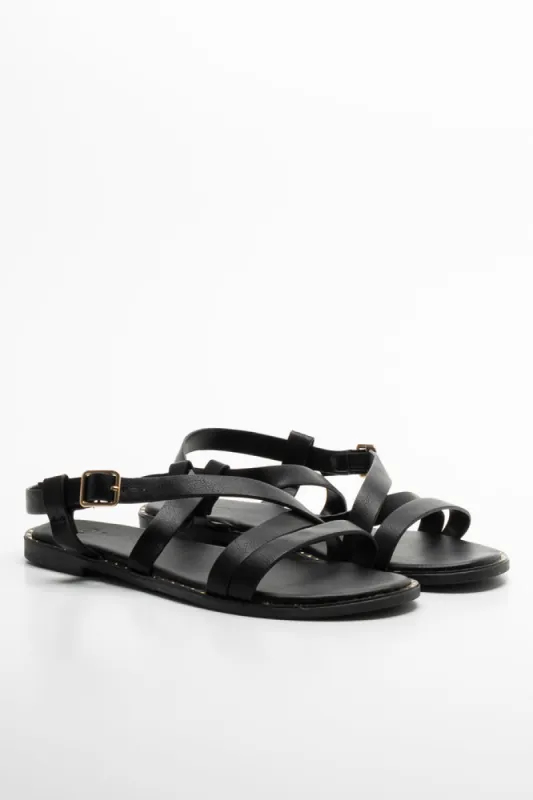 Cross Over Strappy Sandal Black sold by Ackermas