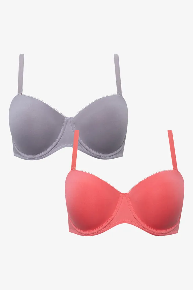 2 Pack Smooth Multiway Bras Coral And Grey sold by Ackermas product image thumbnail 2