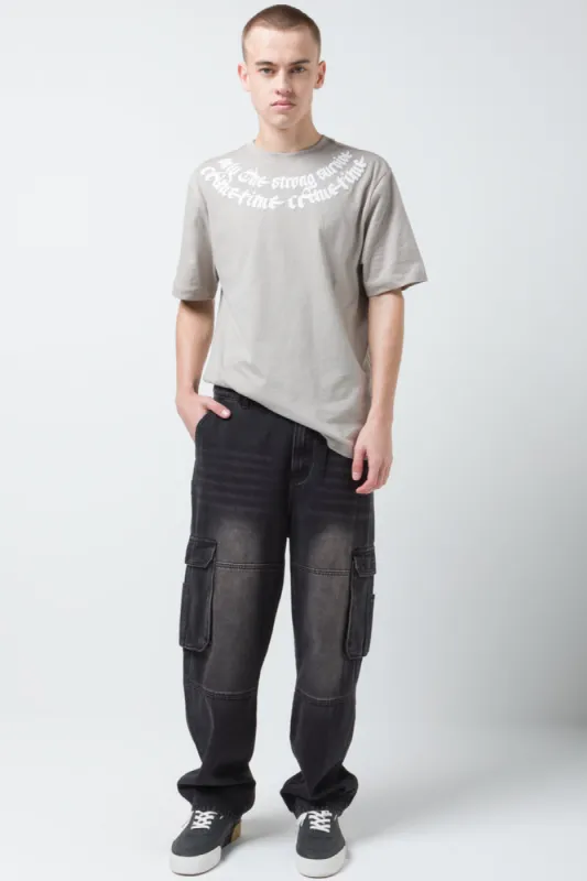 Cargo Loose Fit Denim Jeans Black sold by Ackermas