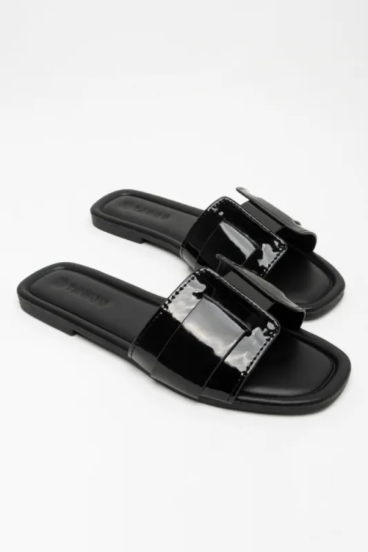 Textured Mule Sandal Black sold by Ackermas
