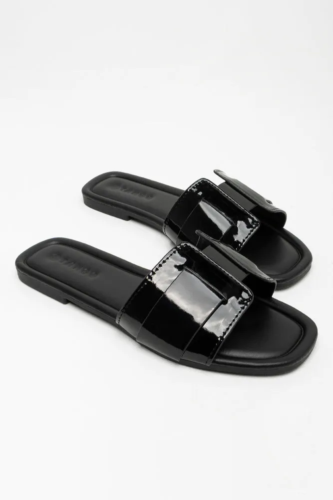 Textured Mule Sandal Black sold by Ackermas