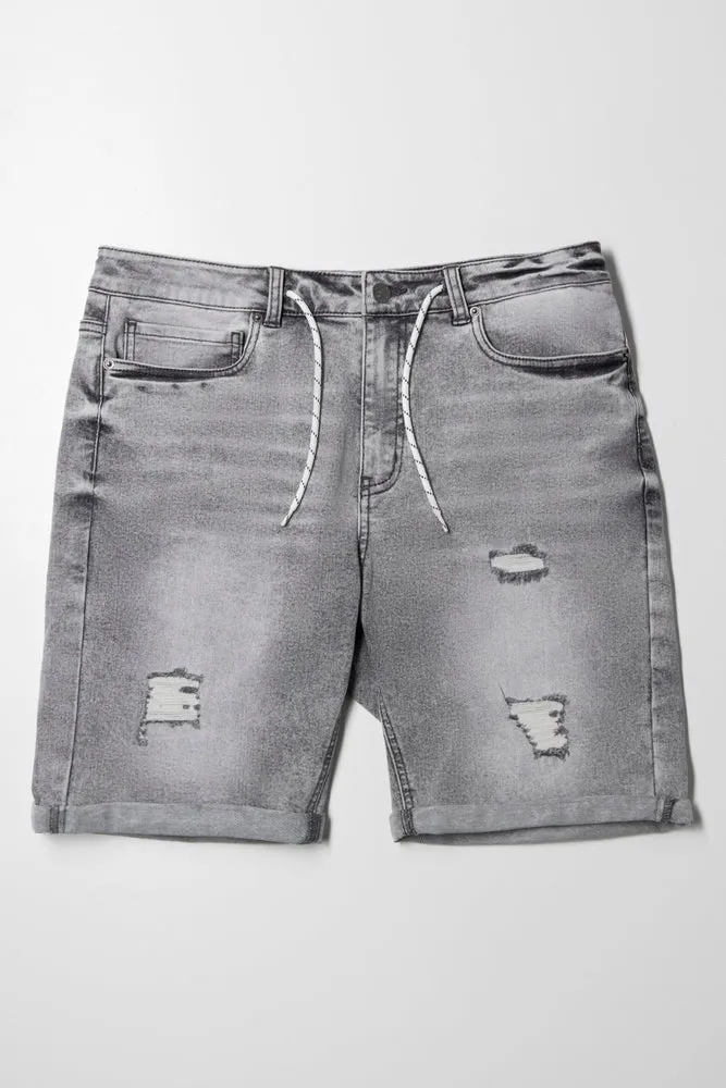 Ripped Drawstring Short Grey sold by Ackermas