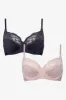 2 Pack Lace Trim Non Padded Bras Pink And Black sold by Ackermas
