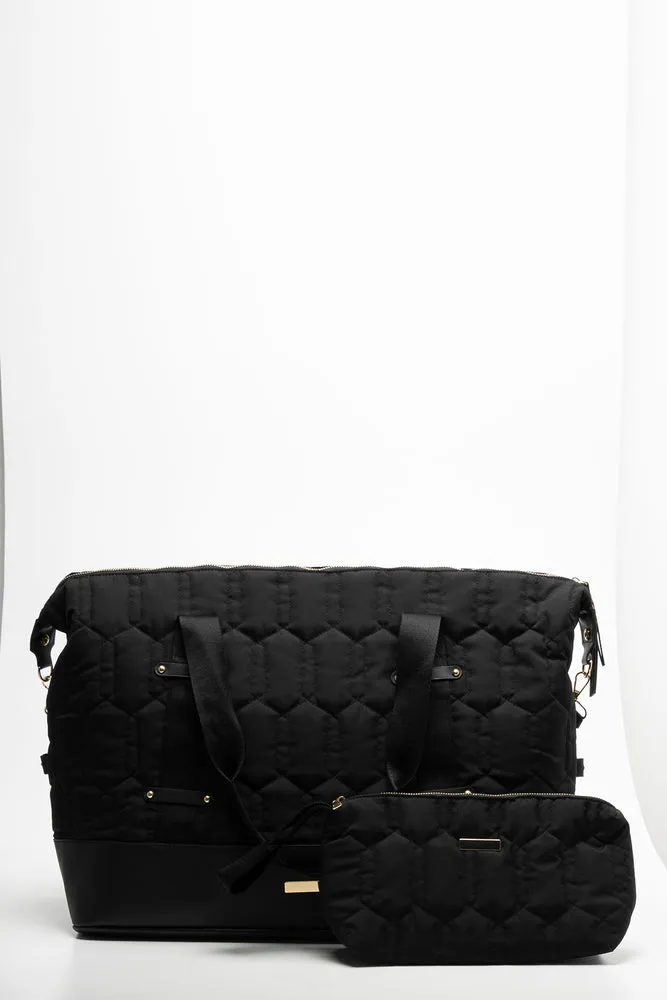 Travel Bag With Cosmetics Bag Set Black sold by Ackermas