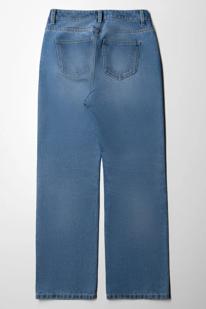 Ripped Straight Leg Denim Jeans Blue sold by Ackermas product image thumbnail 5