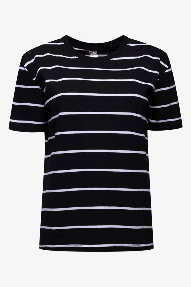 Stripe Short Sleeve T-Shirt Black And White sold by Ackermas