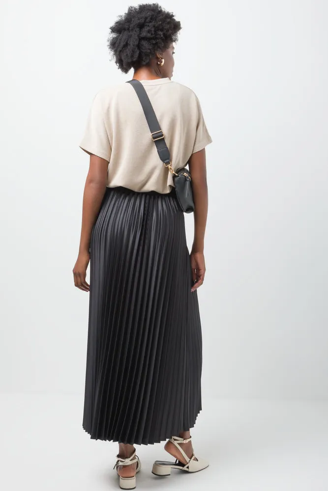 Satin Maxi Pleated Skirt Black sold by Ackermas product image thumbnail 4