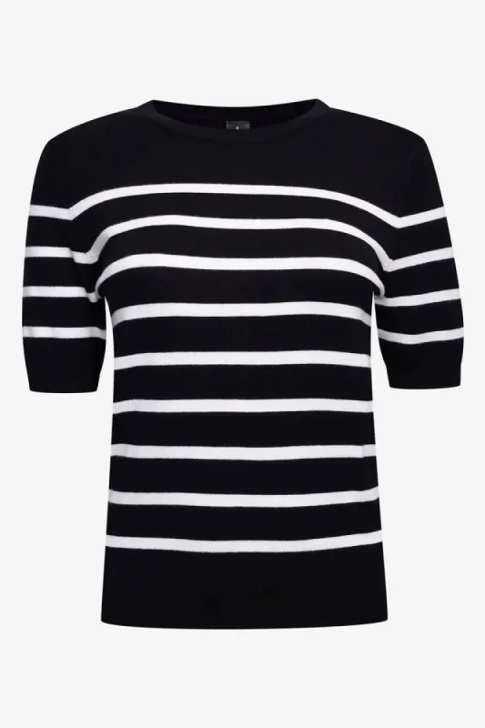 Stripe Crew Neck Jersey Black And White sold by Ackermas