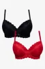 Plus Size 2 Pack Lace Balconette Bras Red And Black sold by Ackermas