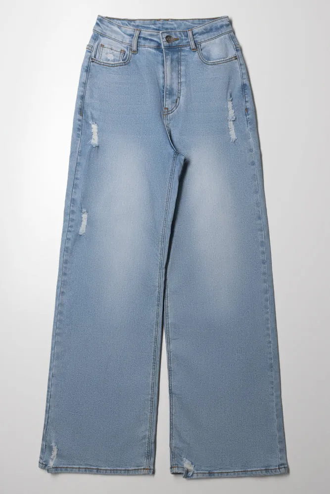 Wide Leg Denim Jean Blue sold by Ackermas