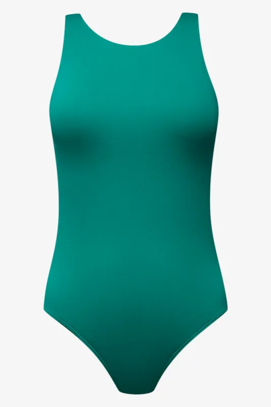 Matte Sleeveless Bodysuit Green sold by Ackermas
