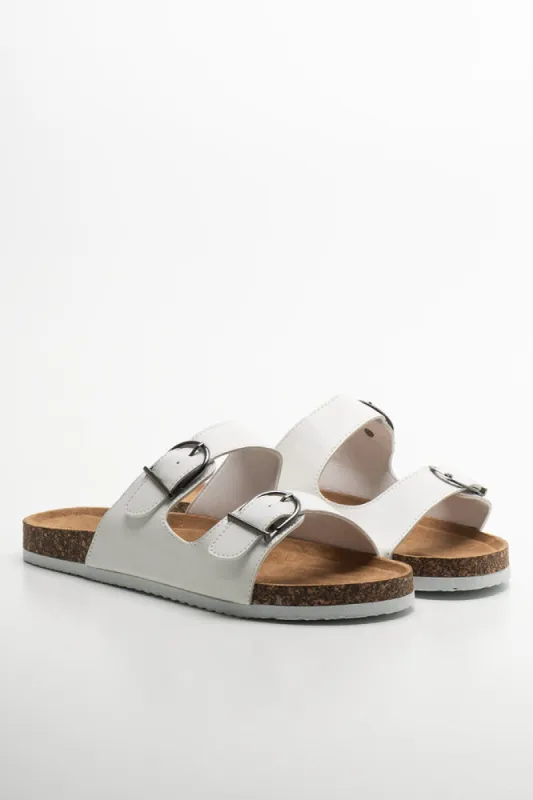 Double Band Buckle Sandal White sold by Ackermas