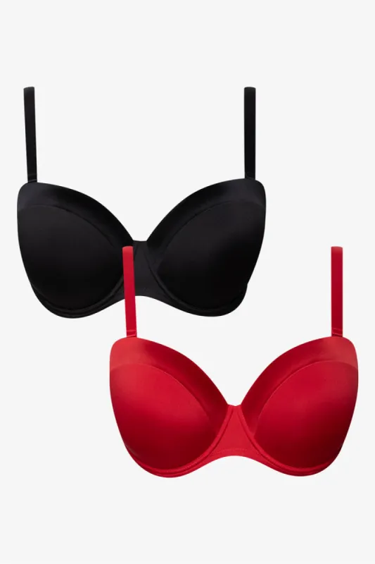 Plus Size 2 Pack Multiway Bras Red And Black sold by Ackermas