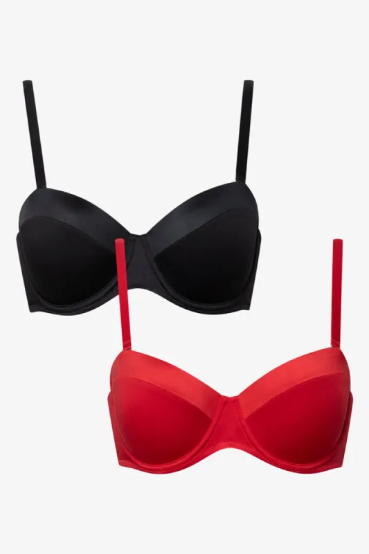 2 Pack Trim Multiway Bras Red And Black sold by Ackermas