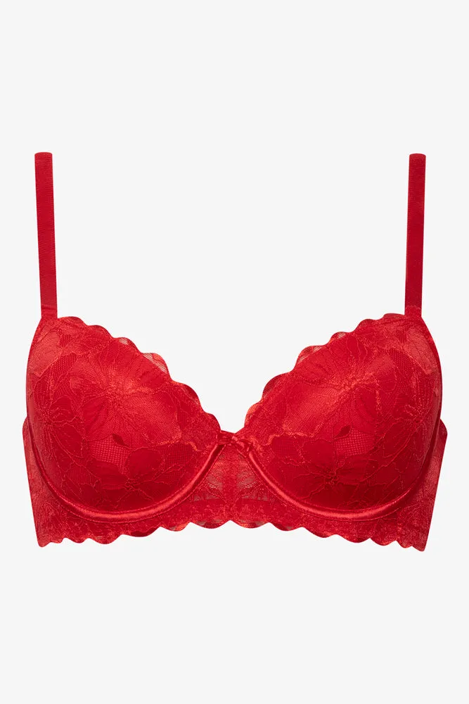 Lace Balconette Bra Red sold by Ackermas