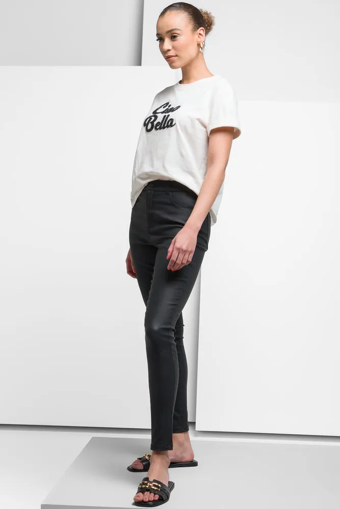 Coated Skinny Denim Jeans Black sold by Ackermas product image thumbnail 2