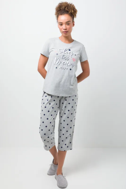 Sleep Less Dream More Capri Pyjamas Grey sold by Ackermas