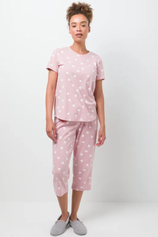 Heart Capri Pyjamas Pink sold by Ackermas