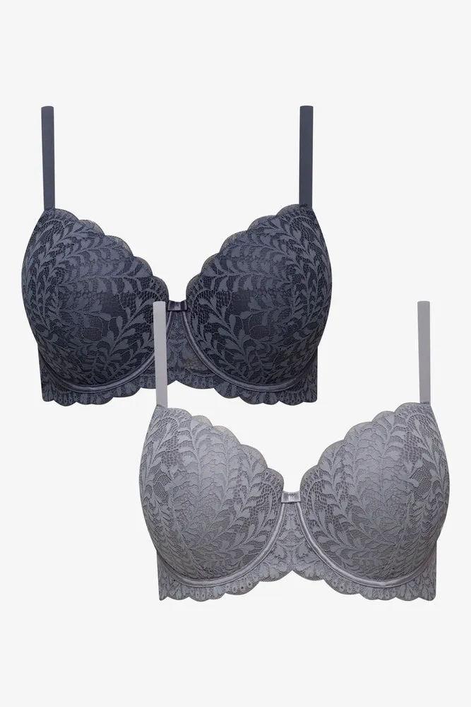 2 Pack Lace Balconette Bra Blue & Grey sold by Ackermas