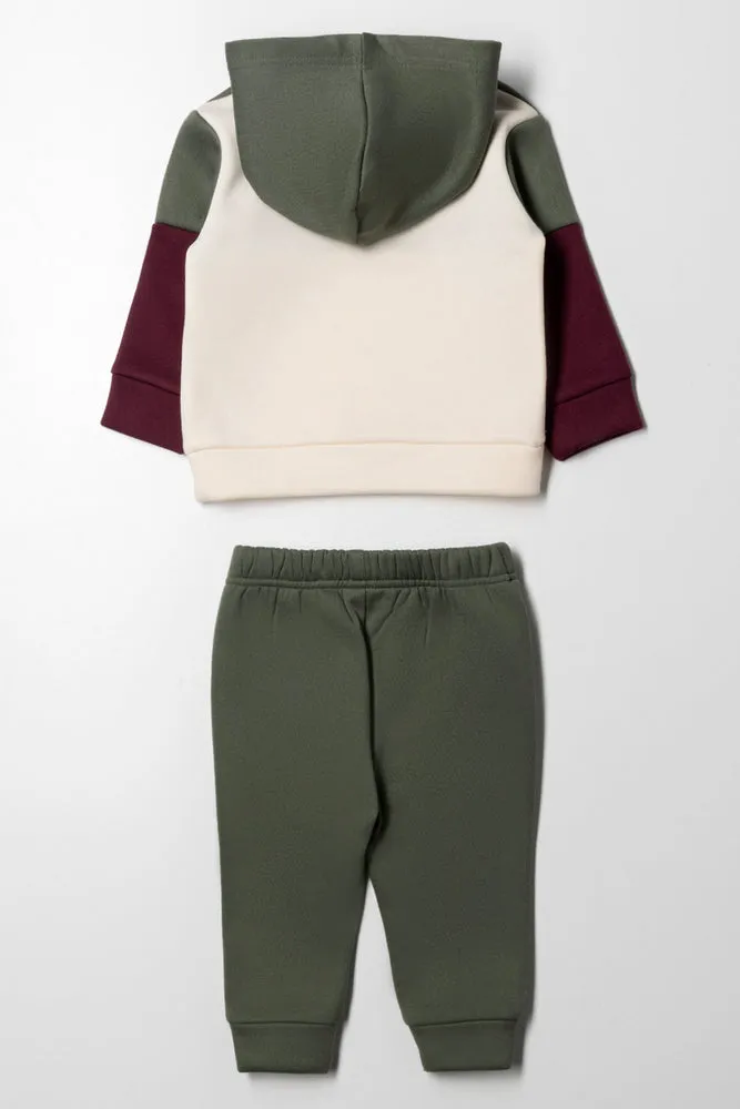 Colourblock Hooded Tracksuit Green, Cream and Burgundy sold by Ackermas product image thumbnail 4